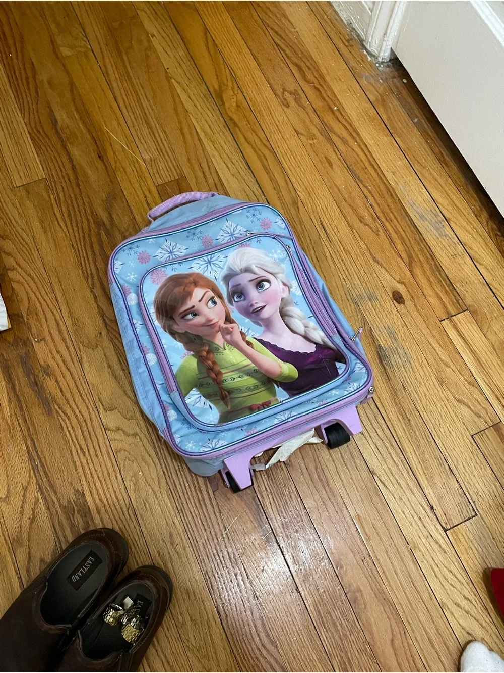 Purple & Light Blue Kids Rolling Backpack with Princess Design